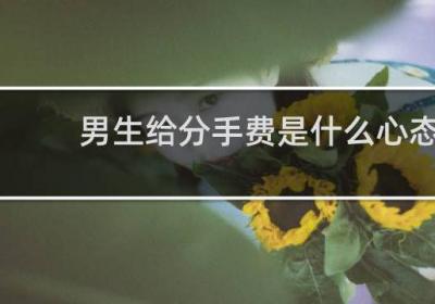 男生給分手費是什么心態